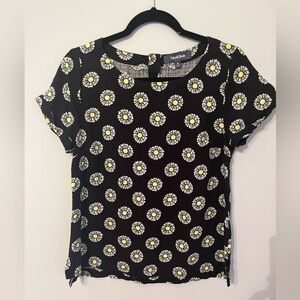Modcloth Black and Yellow Daisy Print Top